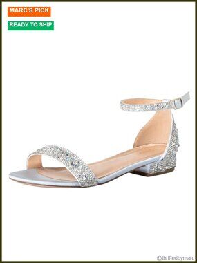 Wide Width Rhinestone Flat Sandals Sparkly Glitter Dressy Comfort